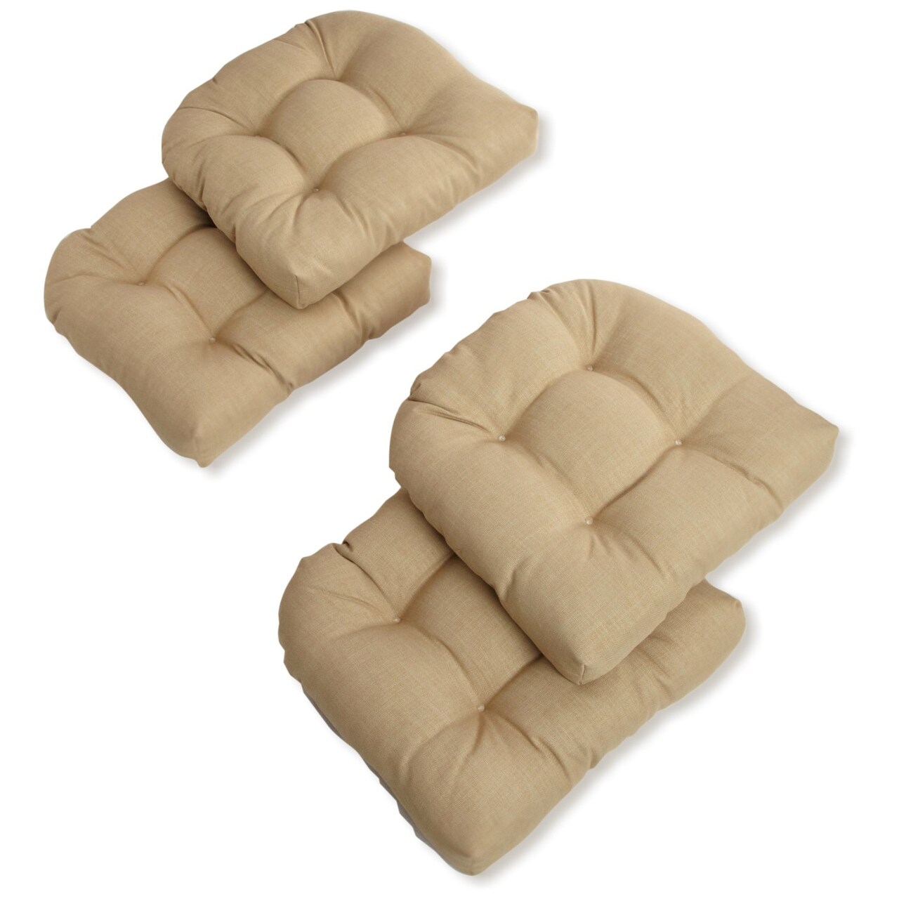 19-inch U-Shaped Spun Polyester Outdoor Tufted Dining Chair Cushions (Set of 4) - Sandstone